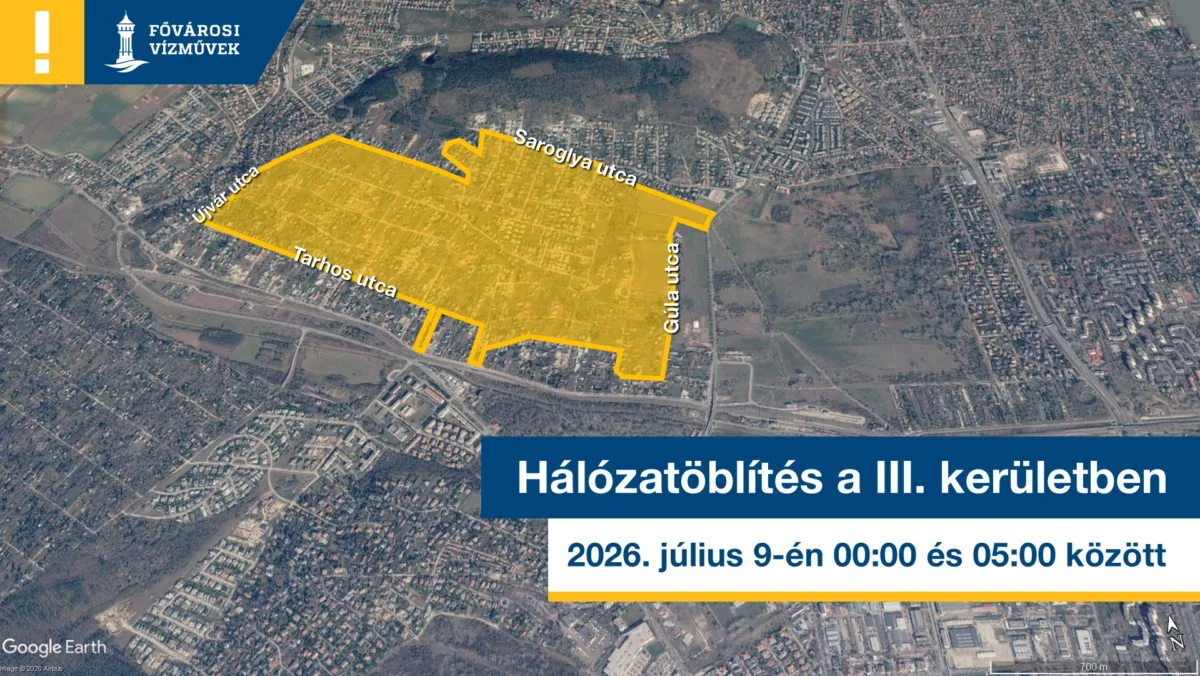 Hálózatöblést végez a Vízművek a kerületünkben csütörtök éjszaka, több utcában lehet vízhiány ezalatt